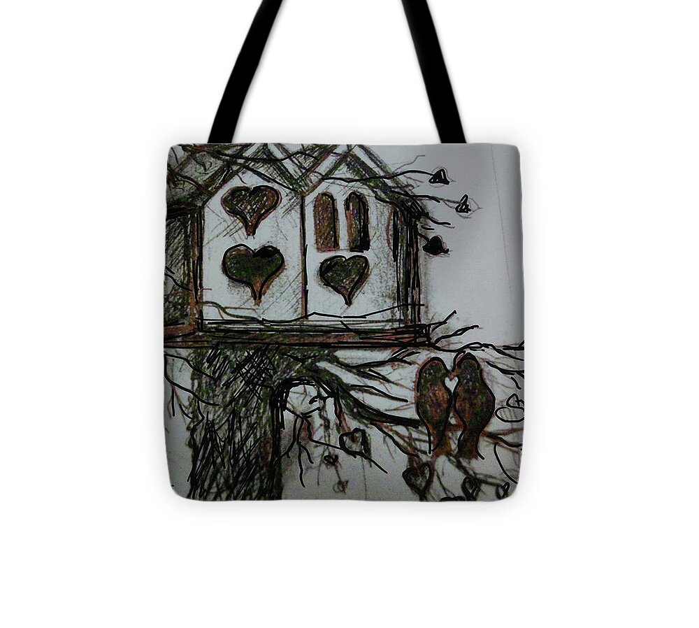  Tote Bag featuring the painting Spring Love Birds by Pati Pelz