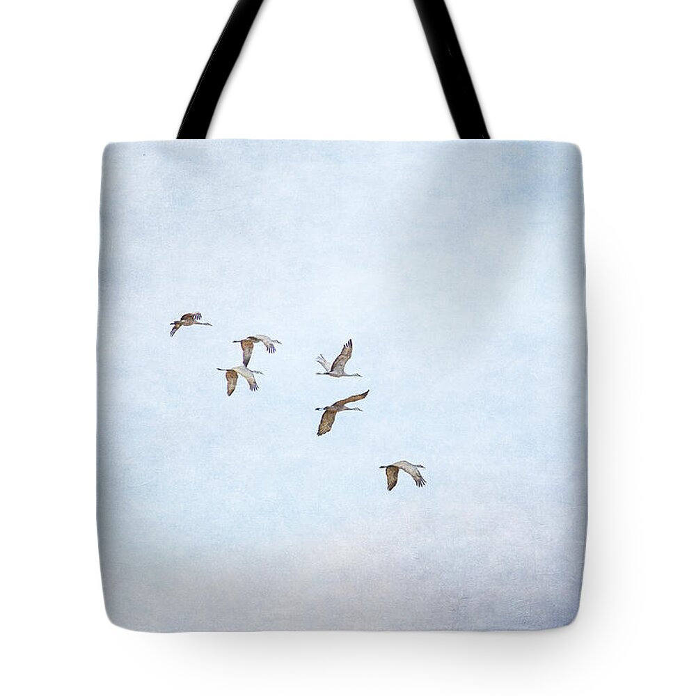 Sandhill Crane Tote Bag featuring the photograph Spring Migration - Textured by Kathy Adams Clark