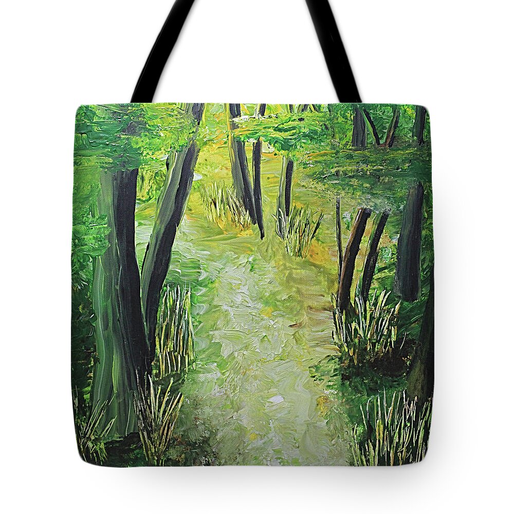 Earth Day Tote Bag featuring the painting Spring Path by April Burton