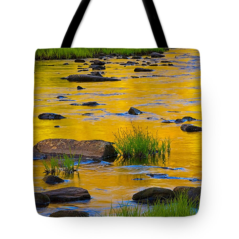 Kelly River Wilderness Tote Bag featuring the photograph Spring River Colors by Irwin Barrett