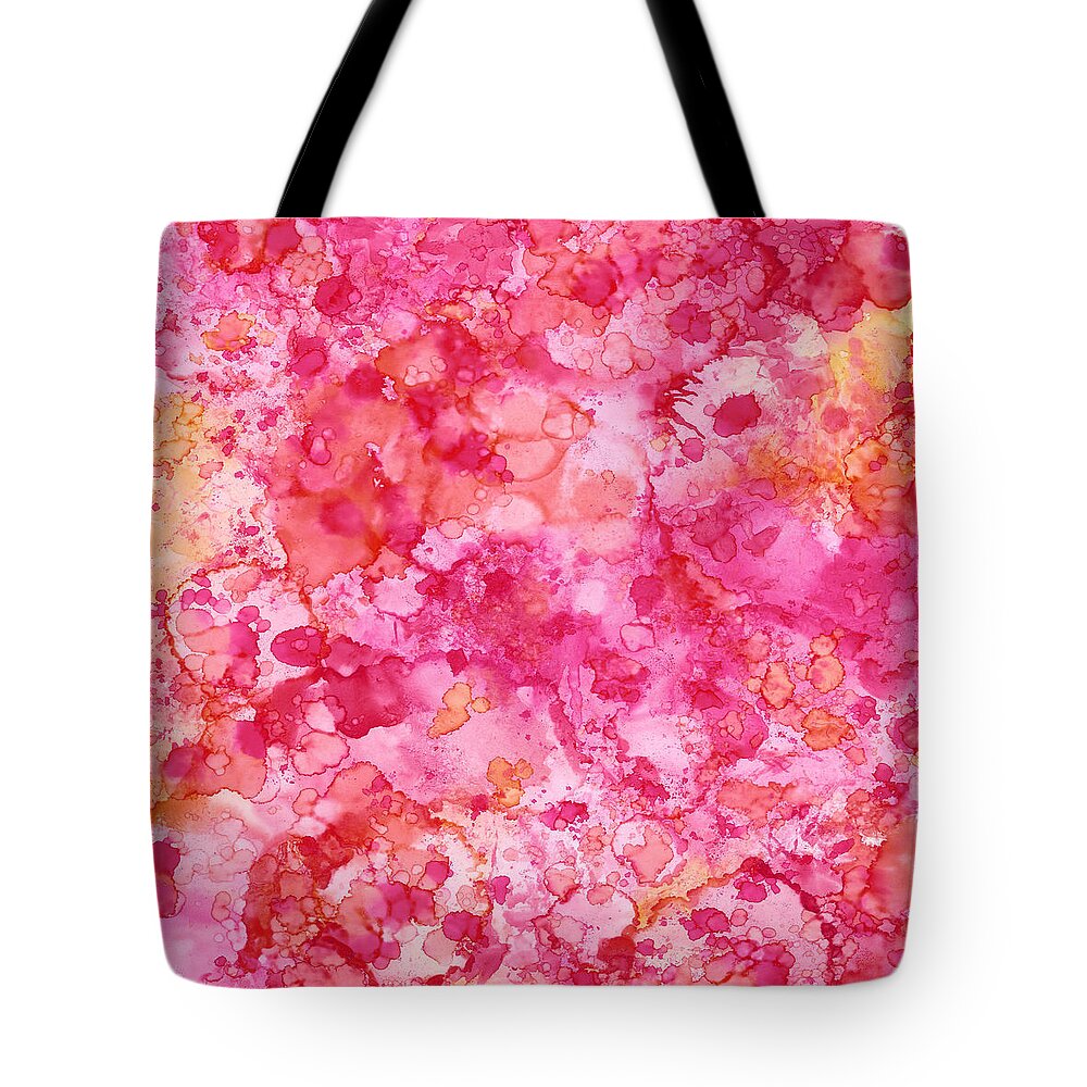 Pink Abstract Tote Bag featuring the painting Spring Rose Abstract by Patricia Lintner