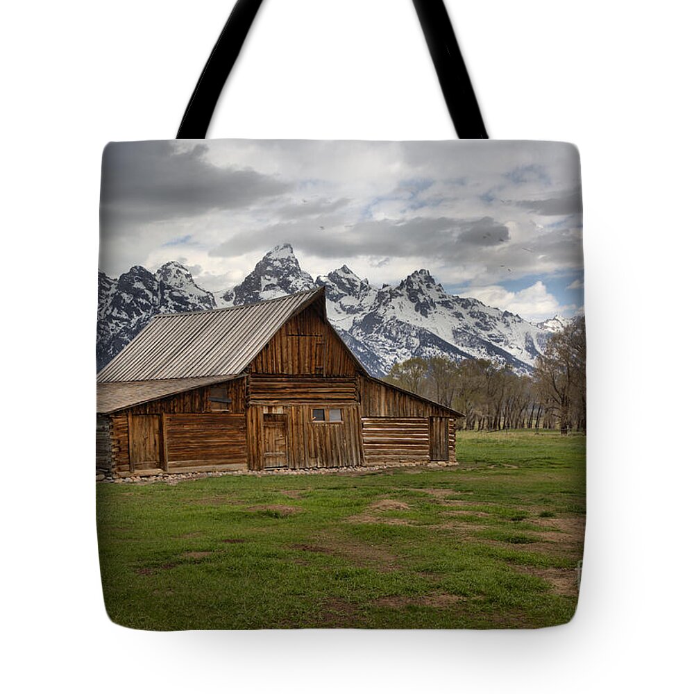 Moulton Barn Tote Bag featuring the photograph Spring Storms Over The Moulton Barn by Adam Jewell