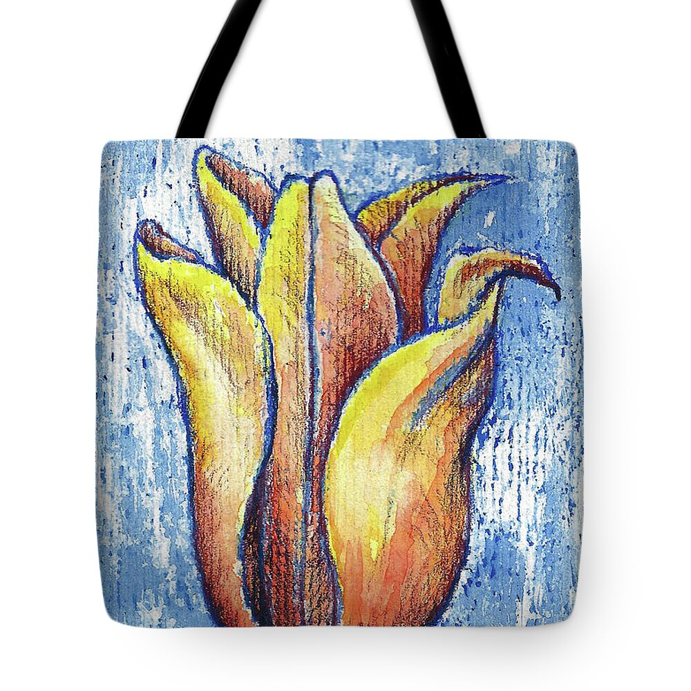 Tulips Tote Bag featuring the mixed media Spring Tulip by AnneMarie Welsh