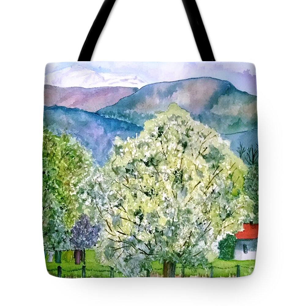 Country Tote Bag featuring the painting Colorado Springtime Beauty by Sue Carmony