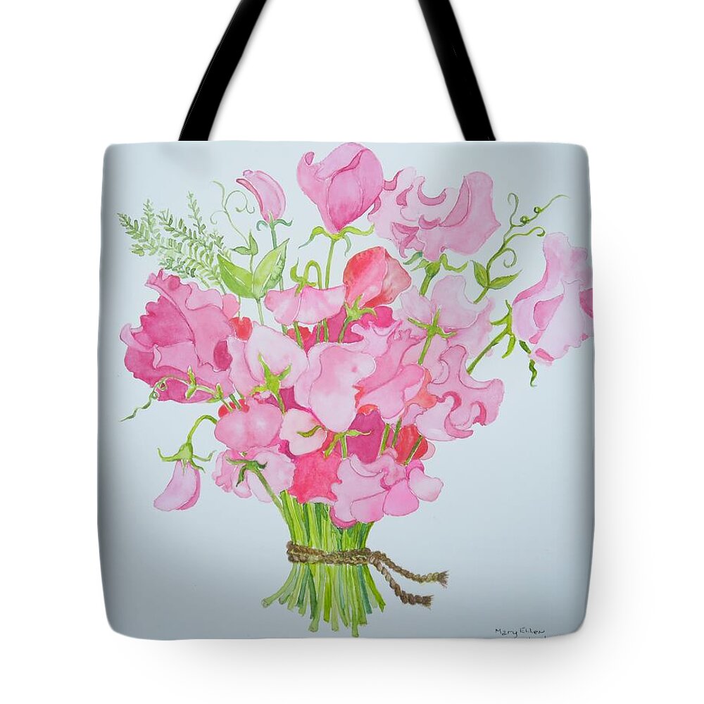Watercolor Tote Bag featuring the painting Springtime Bouquet by Mary Ellen Mueller Legault