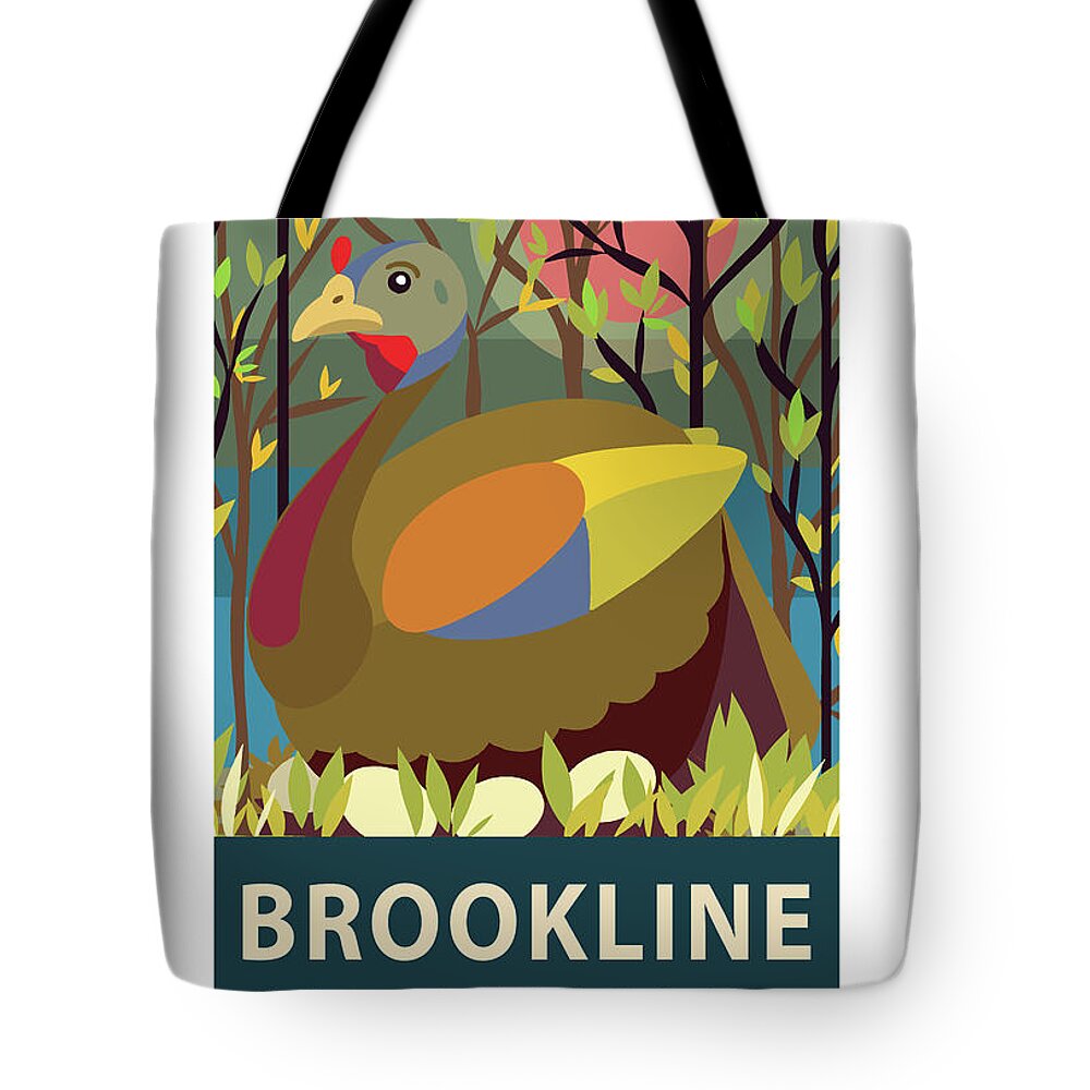 Brookline Turkeys Tote Bag featuring the digital art Springtime by Caroline Barnes