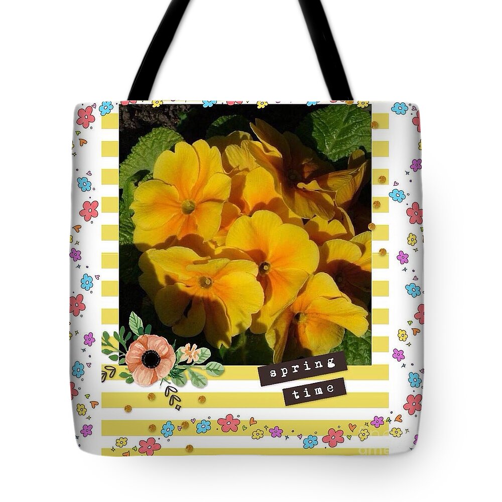 Primroses Tote Bag featuring the photograph Springtime Primroses 2 by Joan-Violet Stretch