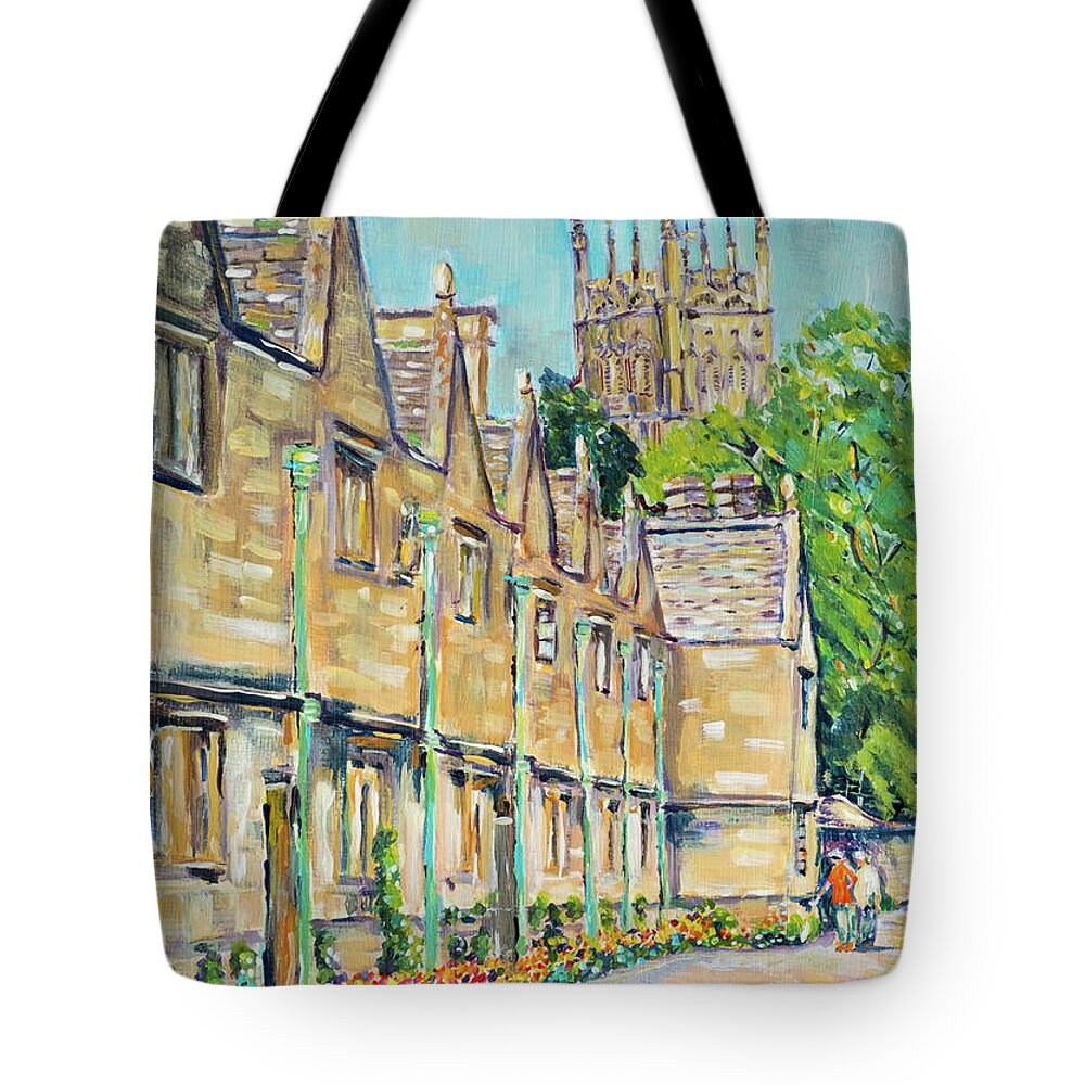 Acrylic Tote Bag featuring the painting Springtime Stroll In Chipping Campden by Seeables Visual Arts