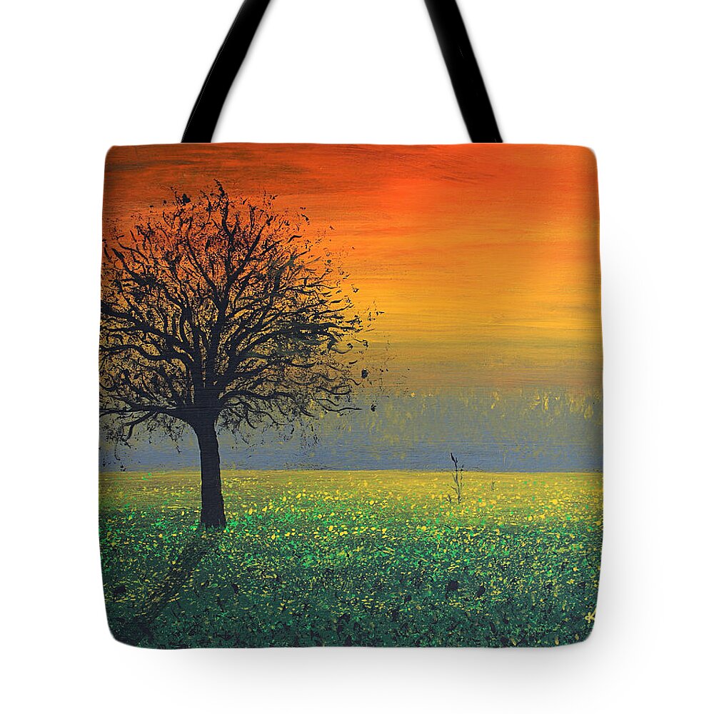 Sprinkles Of The Evening Sun Tote Bag featuring the painting Sprinkles of the Evening Sun by Kume Bryant