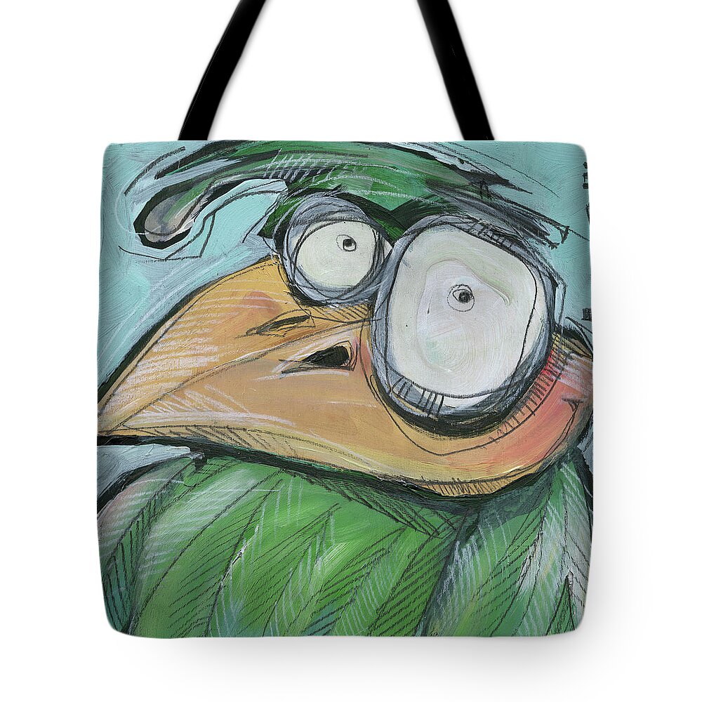 Bird Tote Bag featuring the painting Square Bird Number 4 by Tim Nyberg