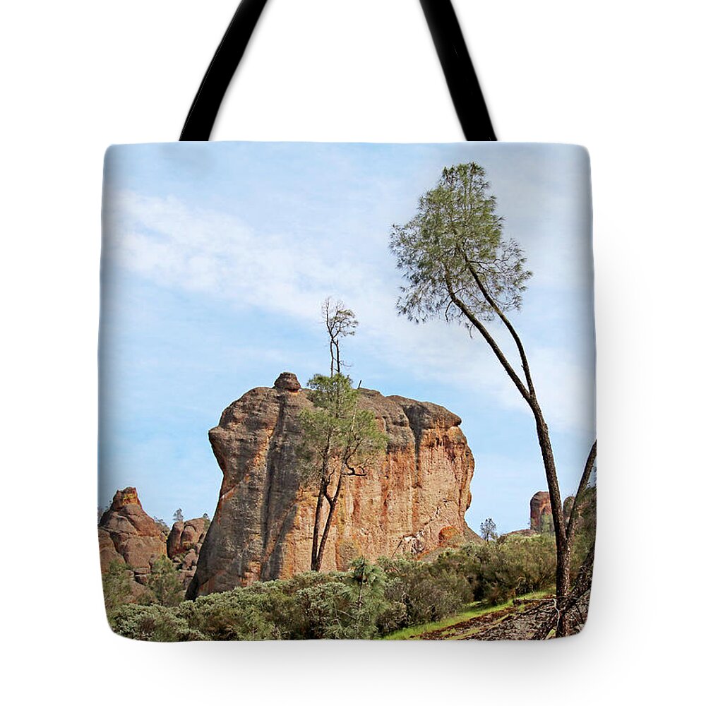 Pinnacles National Park Tote Bag featuring the photograph Square Rock Formation by Art Block Collections