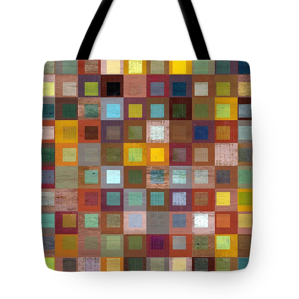 Abstract Tote Bag featuring the digital art Squares in Squares Four by Michelle Calkins
