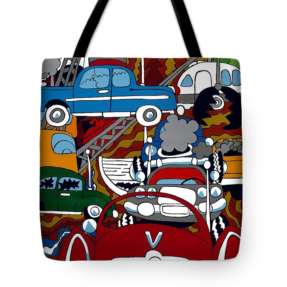 Junk Yard Tote Bag featuring the painting SS Studebaker by Rojax Art