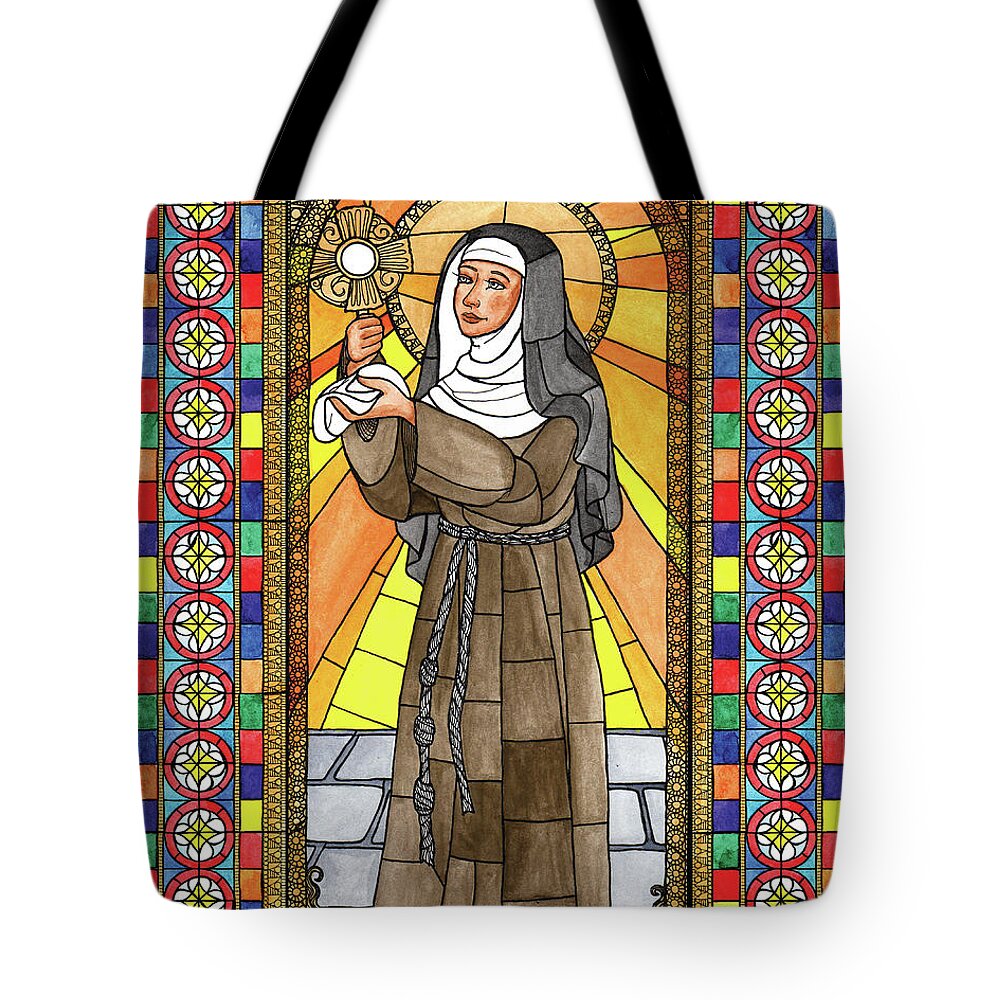 Saint Clare Of Assisi Tote Bag featuring the painting St. Clare of Assisi - BNCLR by Brenda Nippert