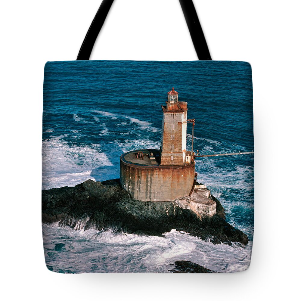 St. George Reef Light Tote Bag featuring the photograph St. George Reef Light by Inga Spence