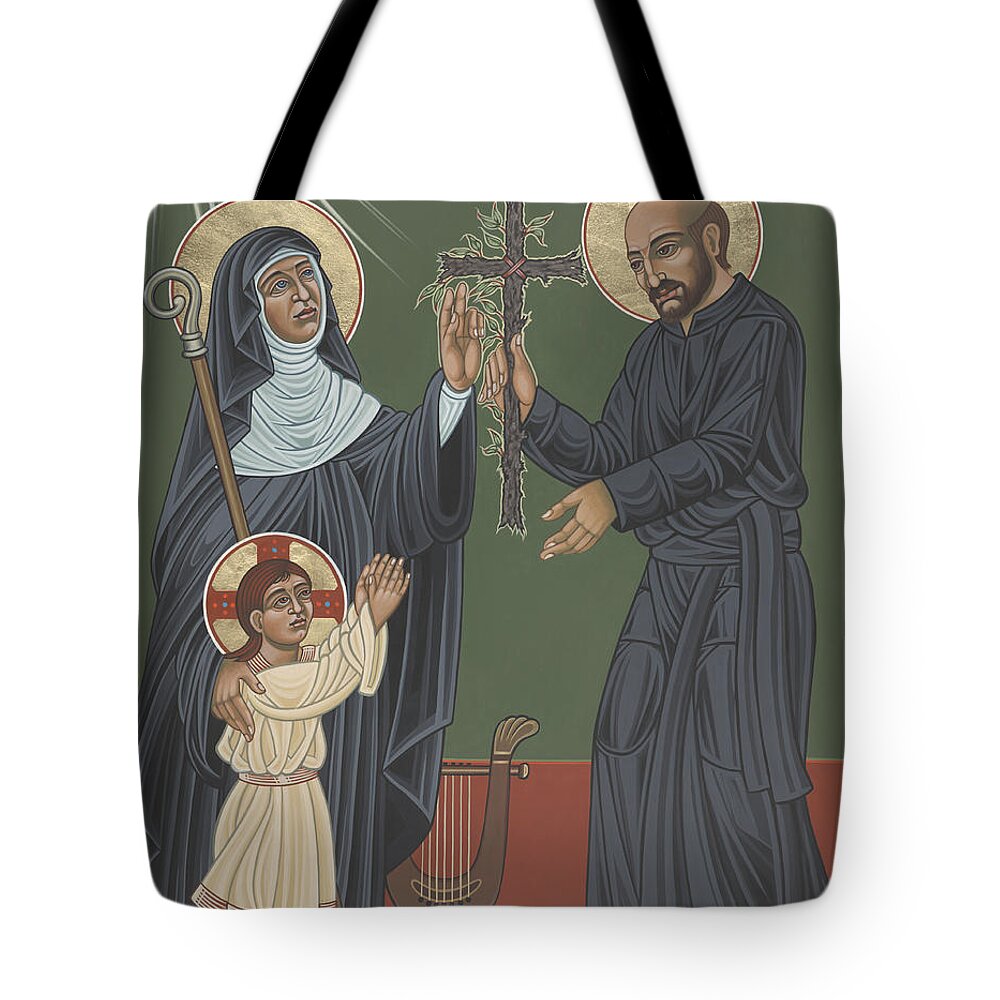 St Hildegard Tote Bag featuring the painting St Hildegard and St Ignatius- Viriditas by William Hart McNichols