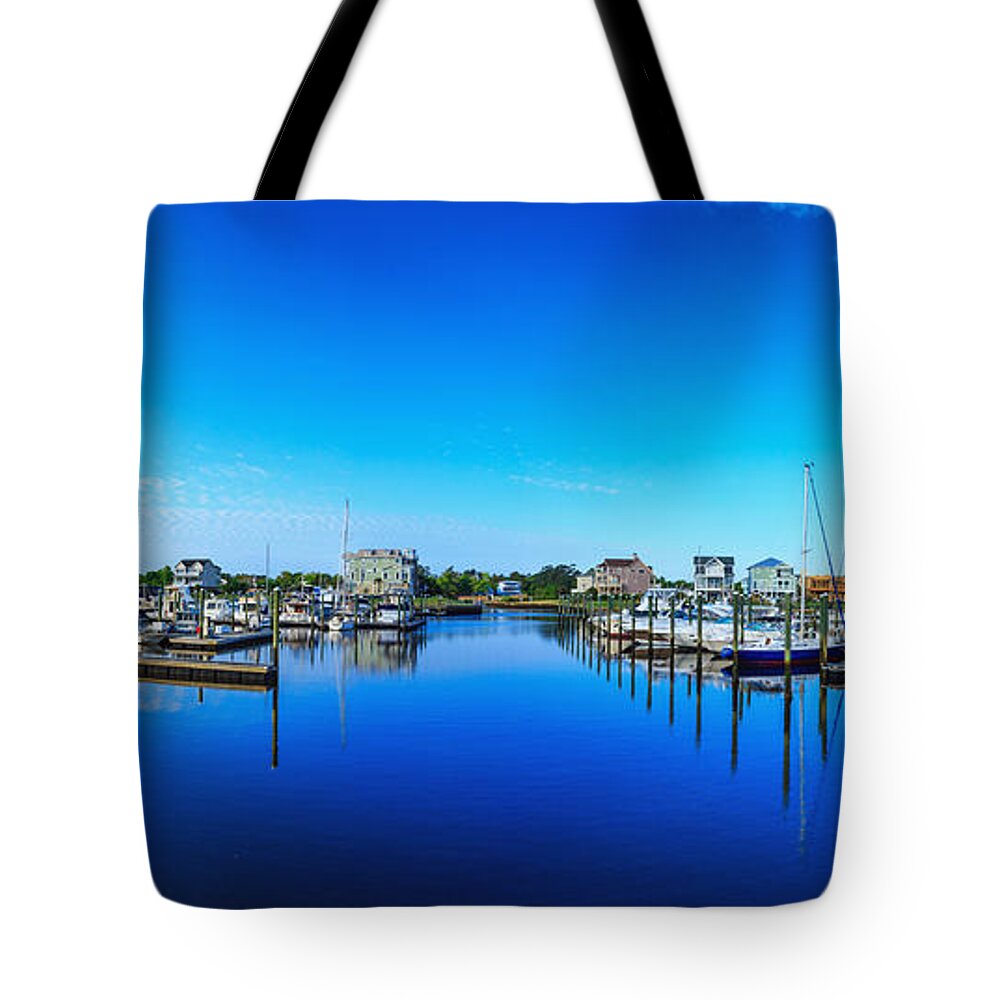Marina Tote Bag featuring the photograph St James Marina Panorama by Nick Noble
