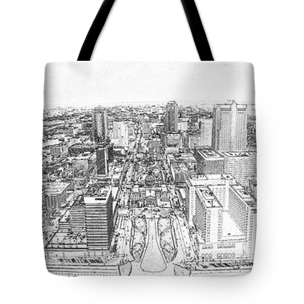 St. Louis Tote Bag featuring the photograph St. Louis from the Arch 2016 sketch by C H Apperson