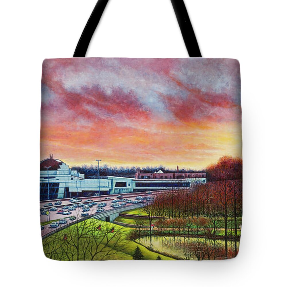 St. Louis Tote Bag featuring the painting St. Louis Science Center and the Planetarium by Michael Frank