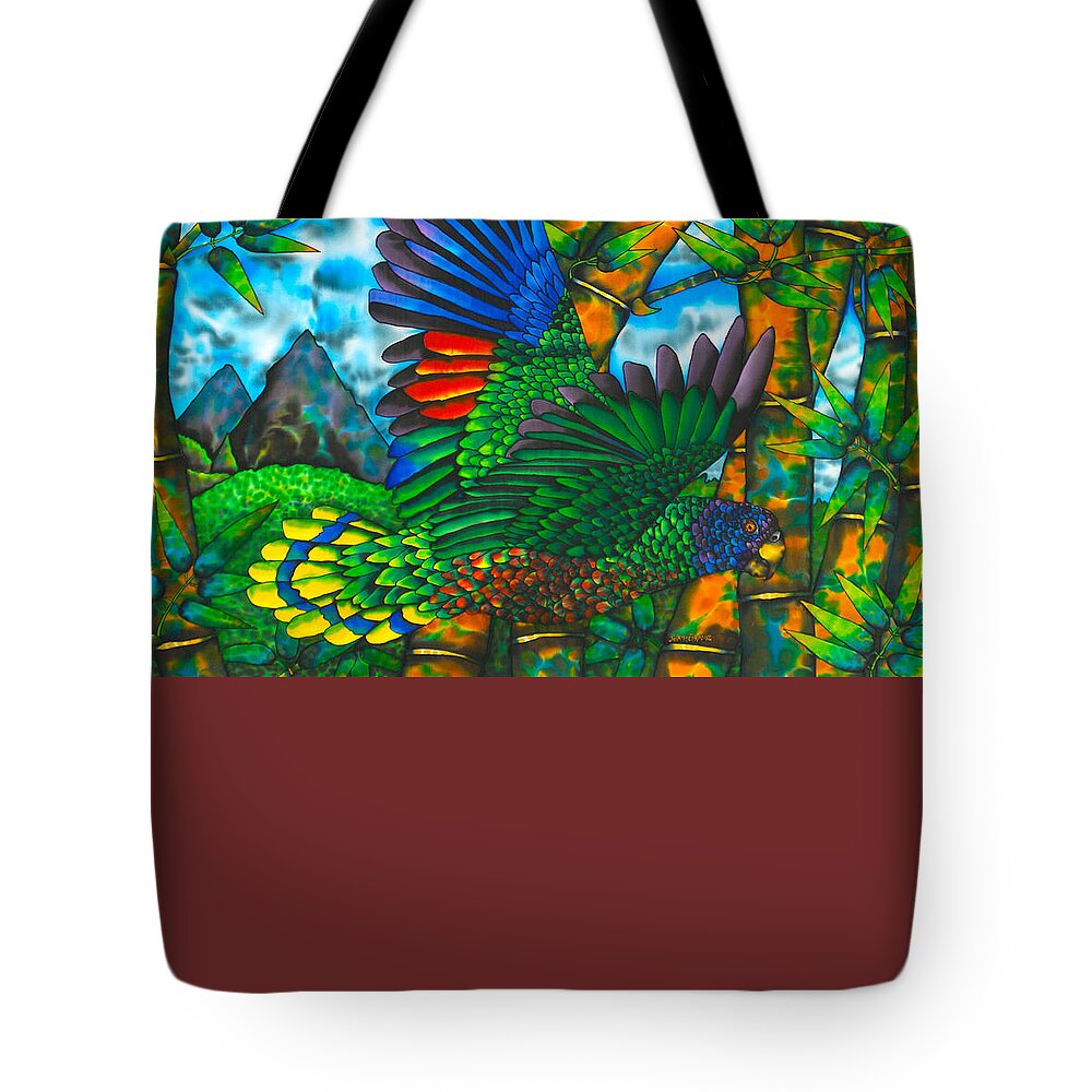 St. Lucia Parrot Tote Bag featuring the painting Gwi Gwi St. Lucia Amazon Parrot - Exotic Bird by Daniel Jean-Baptiste