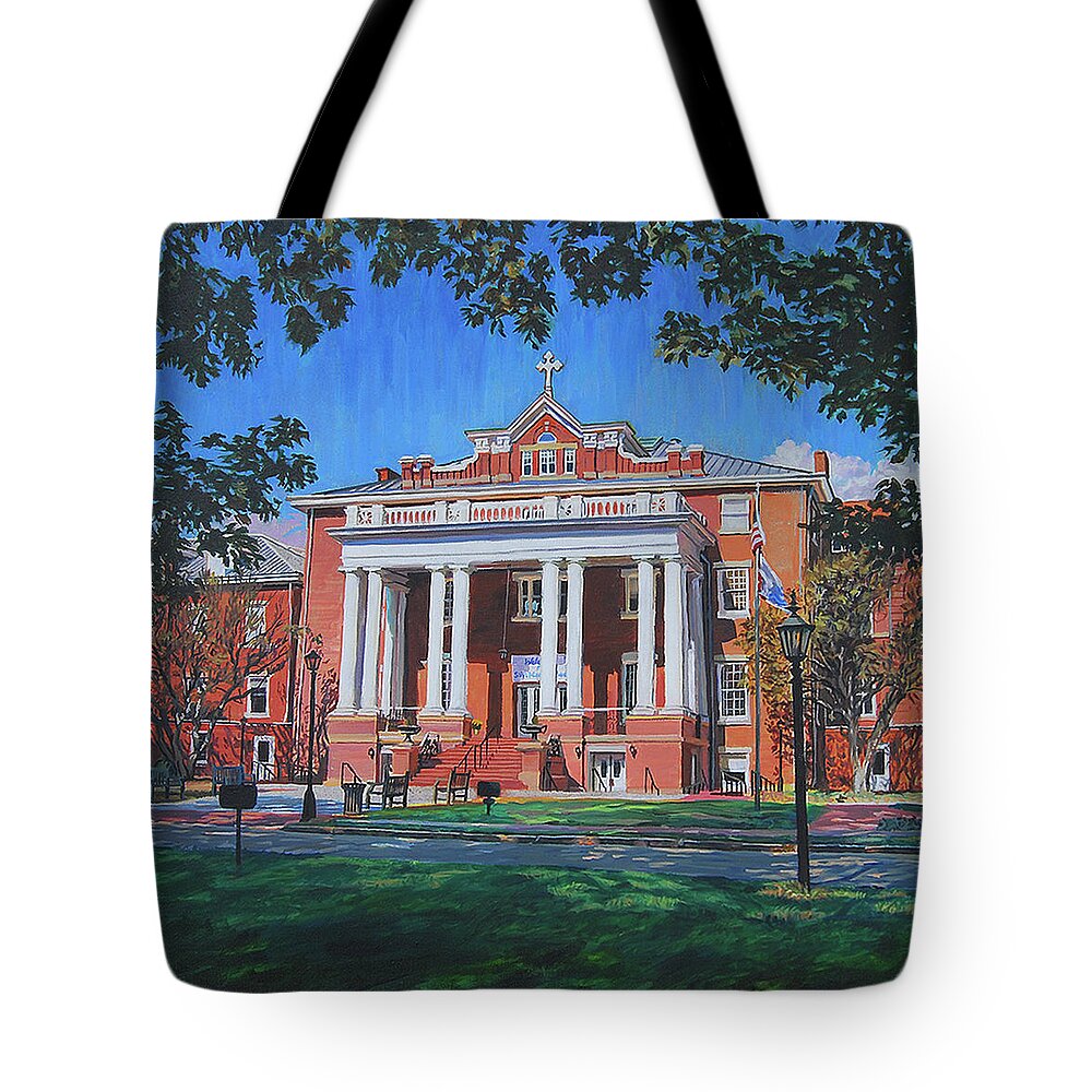 St Marys School Tote Bag featuring the painting St Marys School by Tommy Midyette