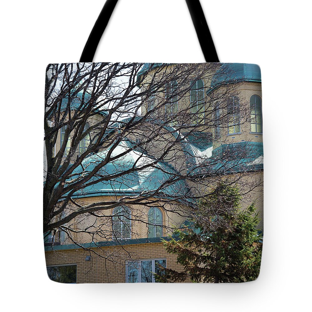 Ukrainian Church Tote Bag featuring the photograph St-Micheals Cathedral by Jean-Marc Robert