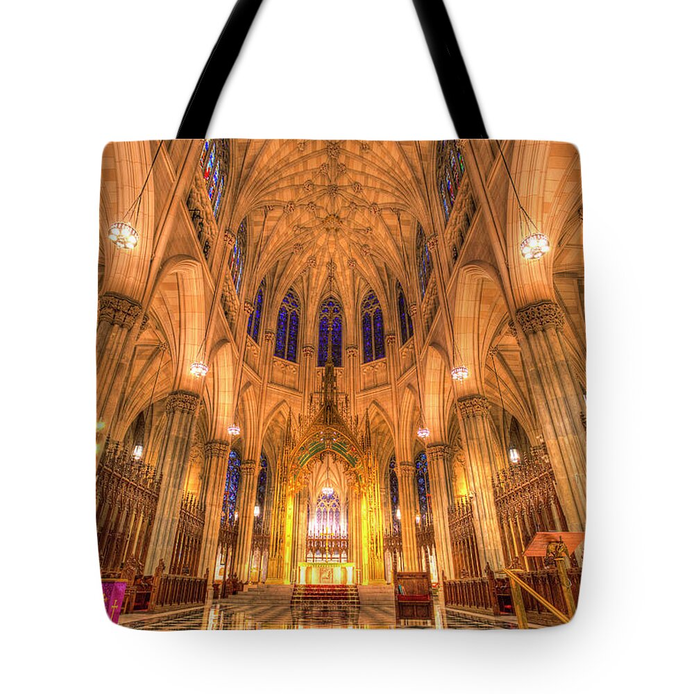 St Patrick's Cathedral Tote Bag featuring the photograph St Patrick's Cathedral Manhattan New York by David Pyatt