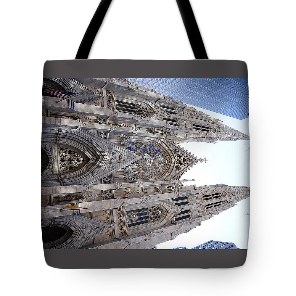 Worship Cathedrals United Apple Heritage Facade Religion Service Of America Sacred City Historic Nyc Catholic Manhattan Design Seeing St Ny Big Building Attraction Steeples Cross Catholocism Holy New Tour Landmark Chapel Midtown Catholicism Neo Vacation Churches Saint Congregation States Church Patrick American Architectural York Tourism S Structure Destination Cathedral Religious Gothic Travel Architecture Sight Tote Bag featuring the photograph St Patrick's Cathedral Nyc by Jeffson Chan