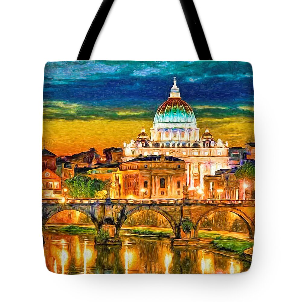 Catholic Tote Bag featuring the painting St. Peter's Basilica Nbr 3 by Will Barger