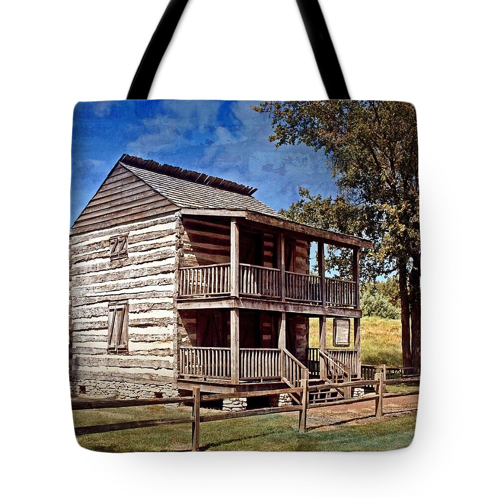 Log Cabin Tote Bag featuring the photograph St. Peters Cabin by Marty Koch