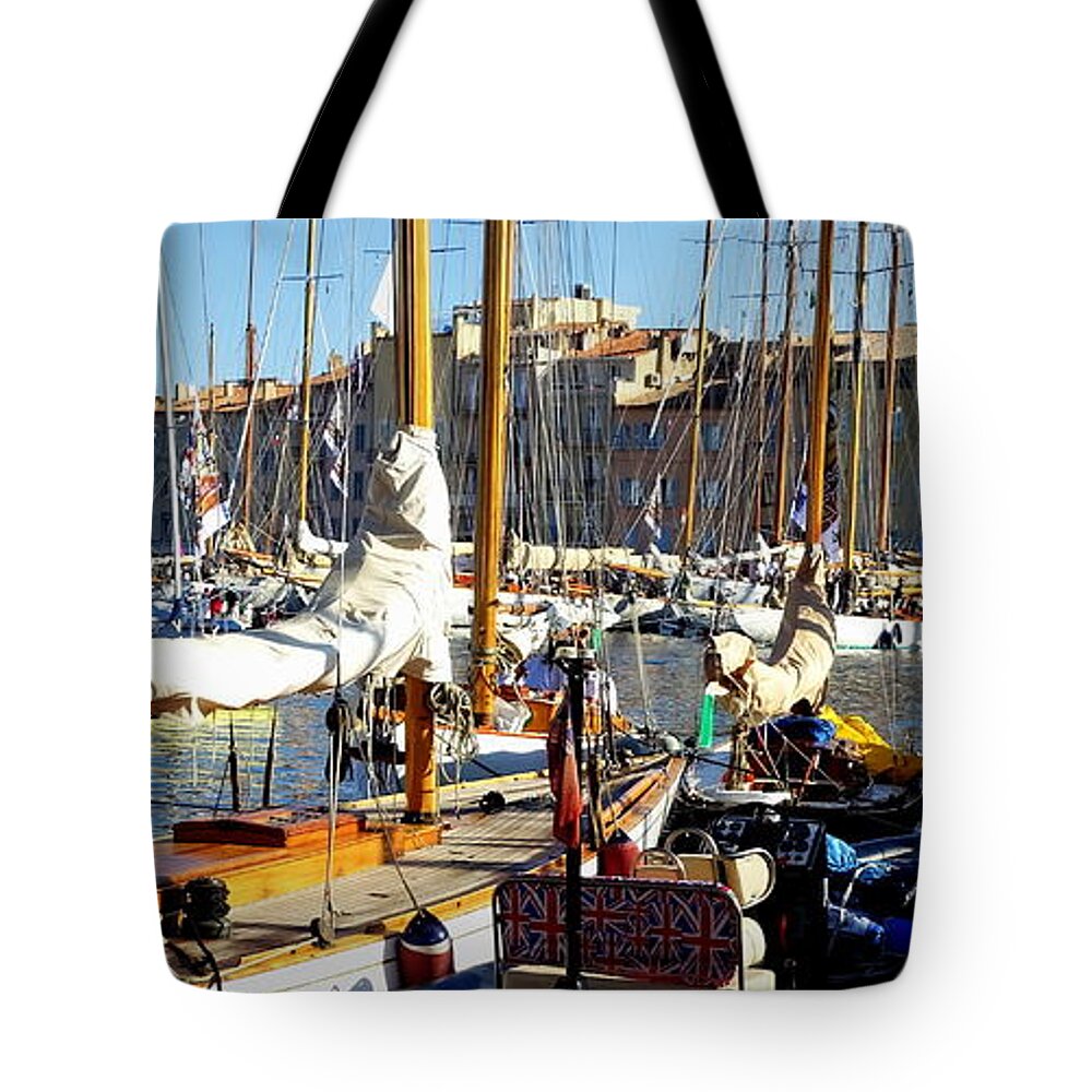 Les Voiles De St. Tropez 2017 Tote Bag featuring the photograph St Tropez Harbor by Lainie Wrightson