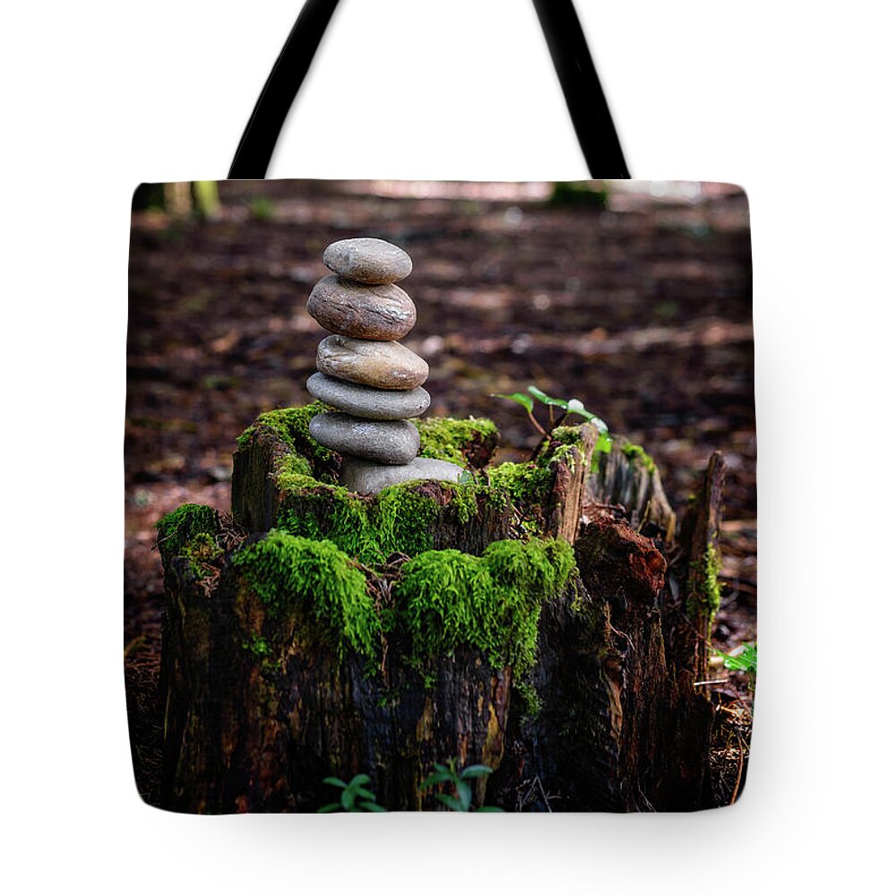 Mossy Forest Tote Bag featuring the photograph Stacked Stones And Fairy Tales III by Marco Oliveira