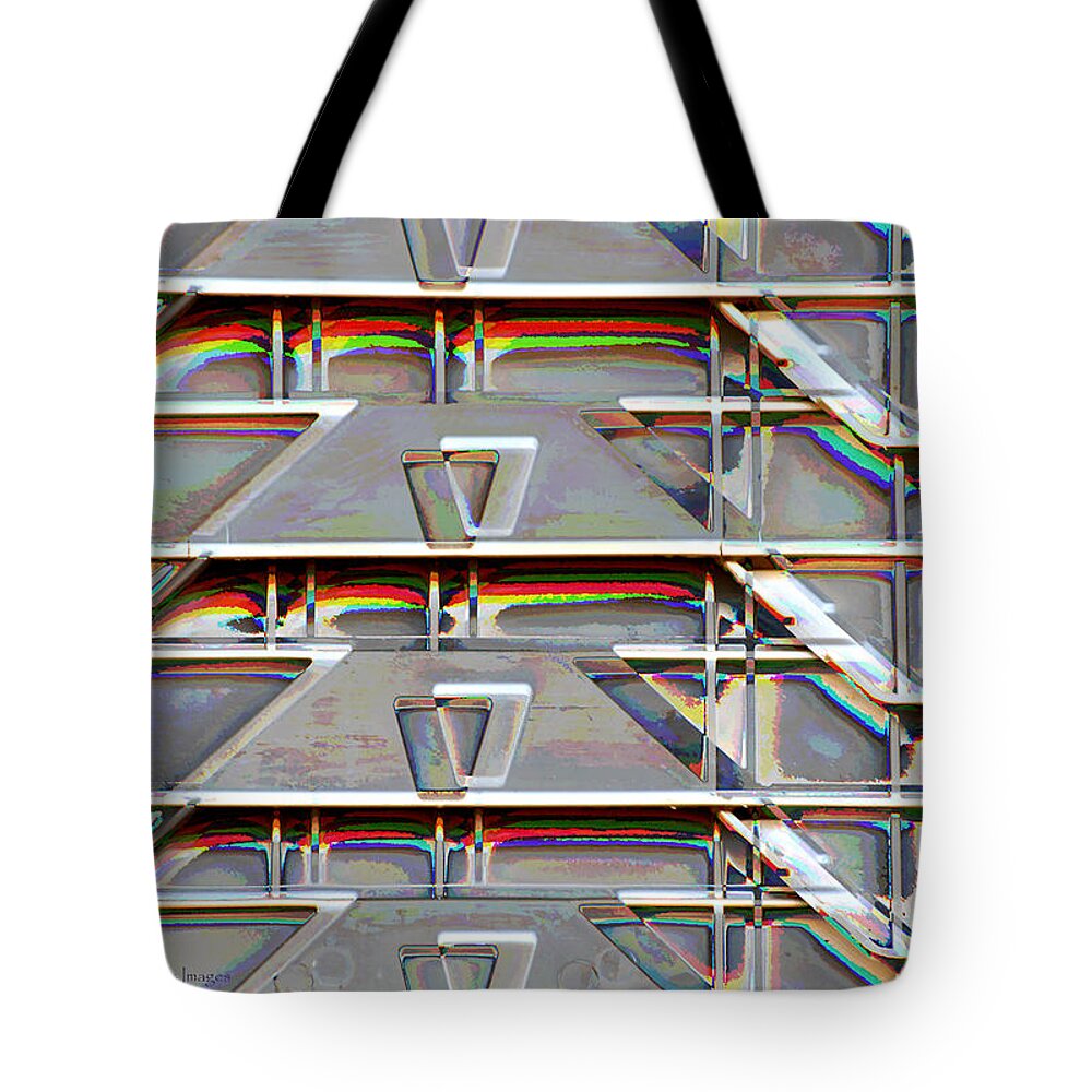 Crates Tote Bag featuring the digital art Stacked Storage Crates Abstract by Kae Cheatham