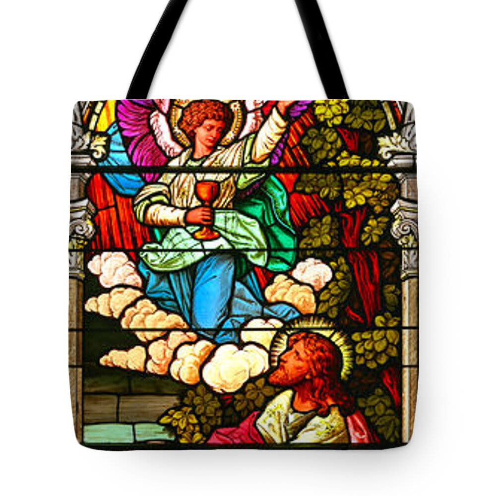 Cathedral Of The Plains Tote Bag featuring the photograph Stained Glas Scene 7 by Adam Jewell