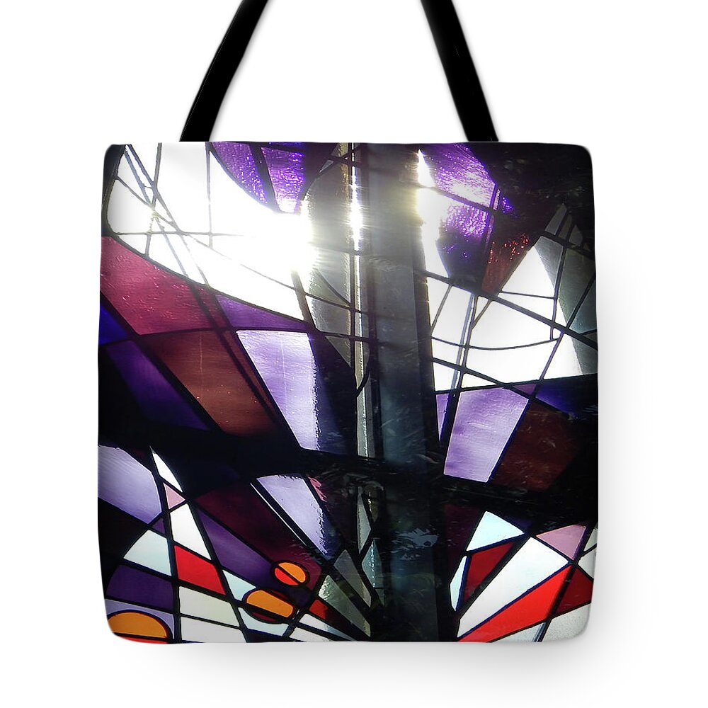 God Tote Bag featuring the photograph Stained Glass #4721 Abstract Photograph by Barbara Tristan