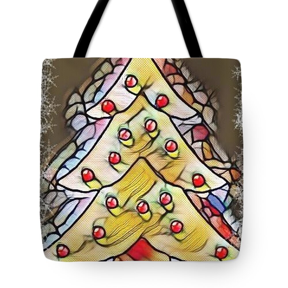 Holidays Tote Bag featuring the mixed media Stained Glass Christmas Tree by Stacie Siemsen