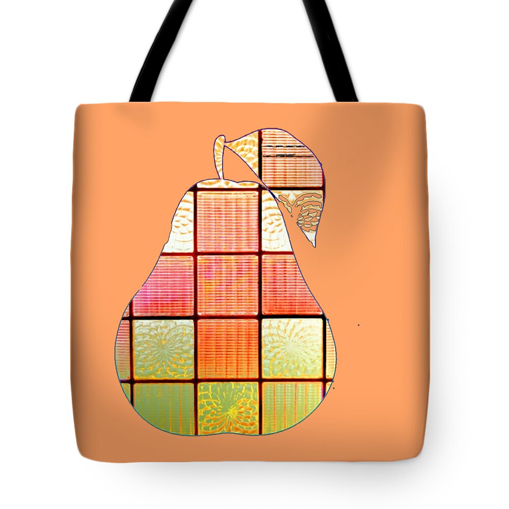 Pear Tote Bag featuring the digital art Stained Glass Pear by Rachel Hannah