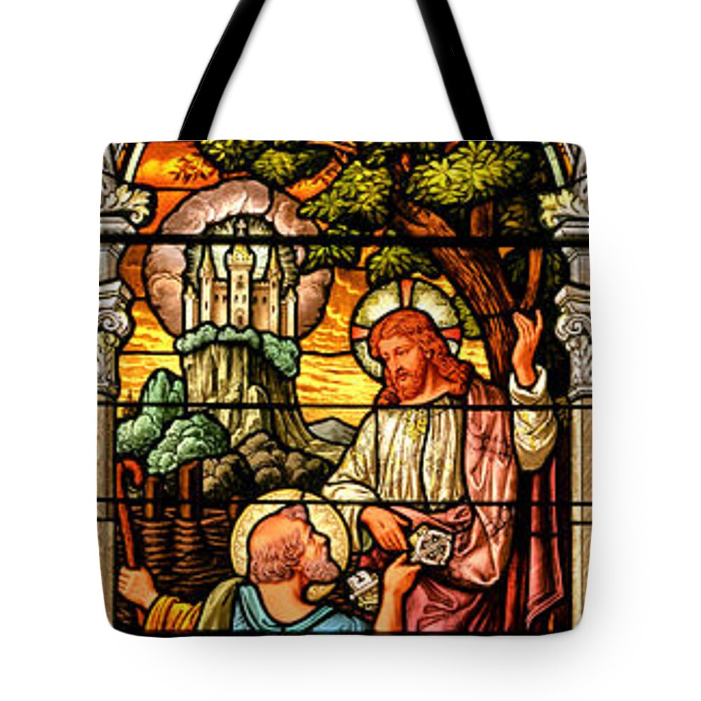 Cathedral Of The Plains Tote Bag featuring the photograph Stained Glass Scene 9 by Adam Jewell