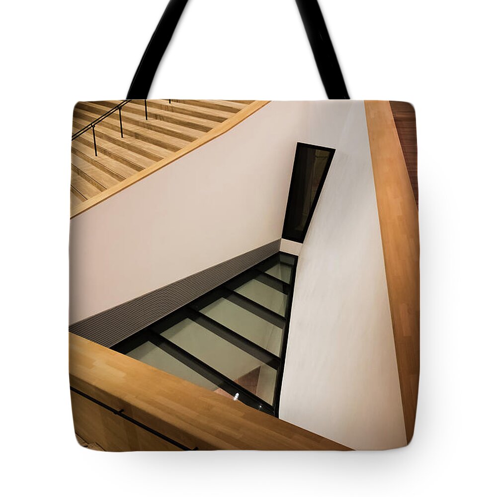 Staircase In Elbphiharmonic By Marina Usmanskaya Tote Bag featuring the photograph Staircase in Elbphiharmonic by Marina Usmanskaya
