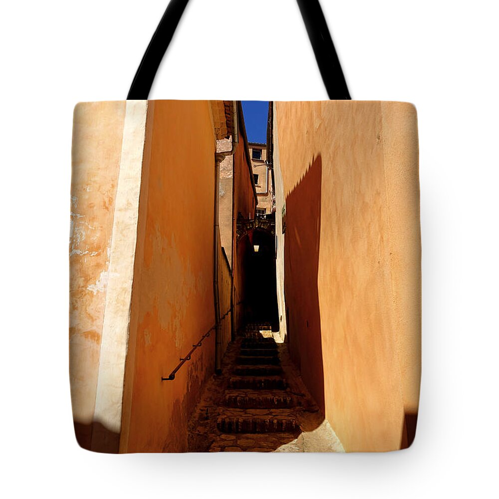 Provence Tote Bag featuring the photograph Stairs in Roussillon by Olivier Le Queinec