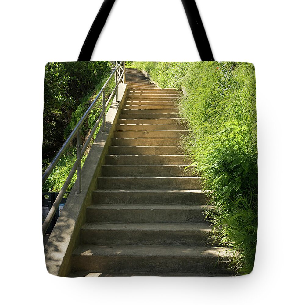Wingsdomain Tote Bag featuring the photograph Stairs Walkways Passages and Quiet Places of Sausalito California DSC6094 by Wingsdomain Art and Photography