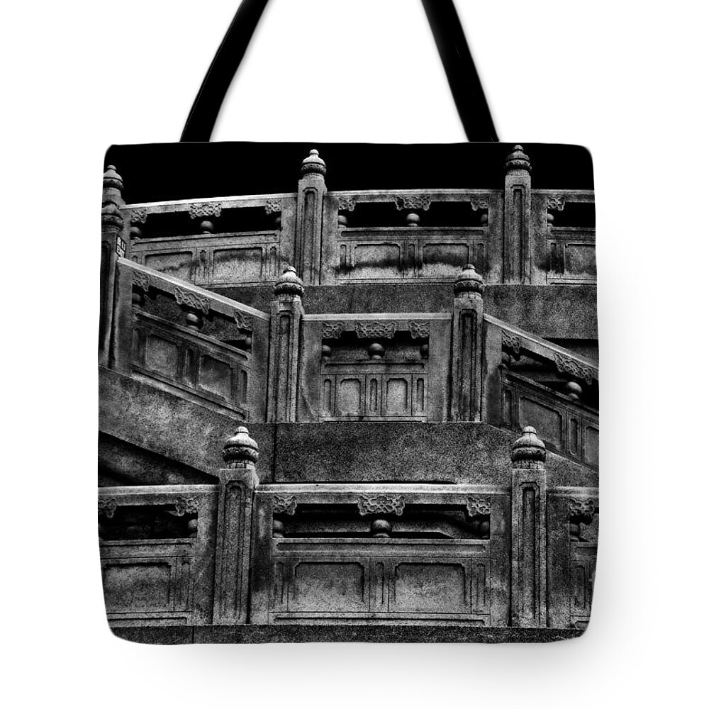 Hong Kong Tote Bag featuring the photograph Stairway around Buddha by Venetta Archer