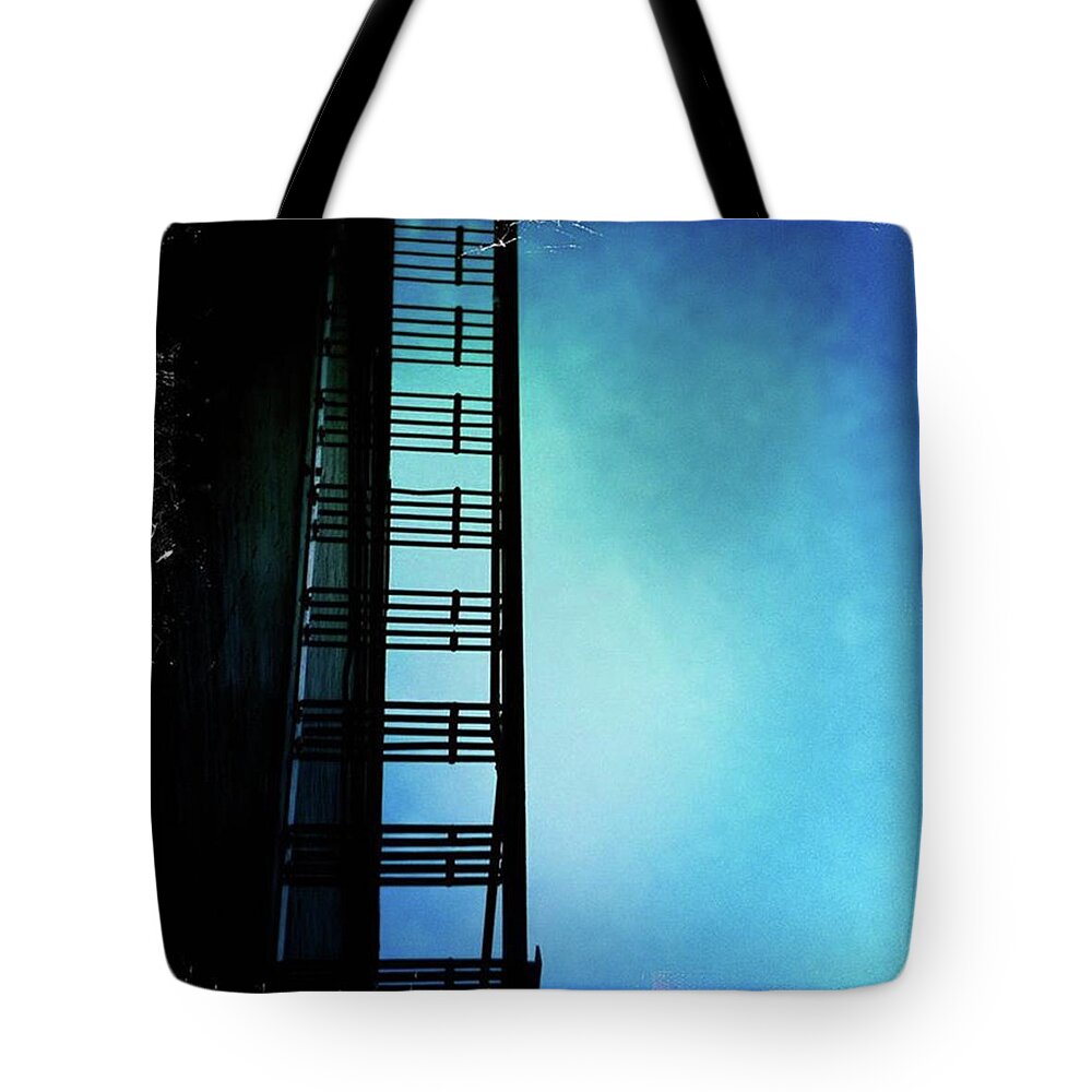 Stairway Tote Bag featuring the photograph Stairway To.... #stairway #blue by Ginger Oppenheimer