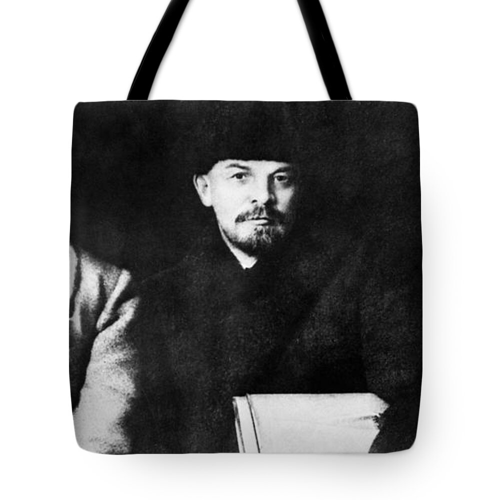 1919 Tote Bag featuring the photograph Stalin, Lenin & Trotsky by Granger