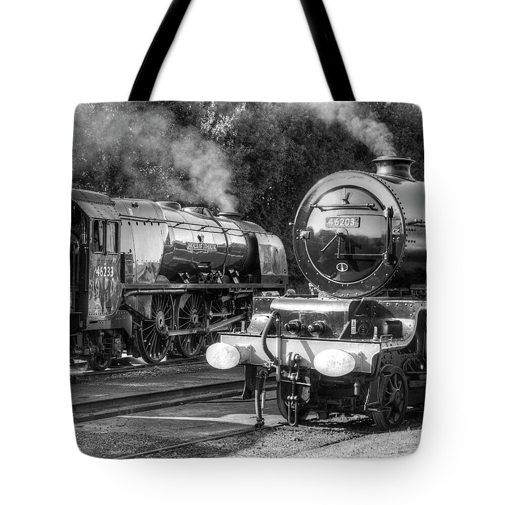 Steam Tote Bag featuring the photograph Stanier Pacifics at Swanwick by David Birchall