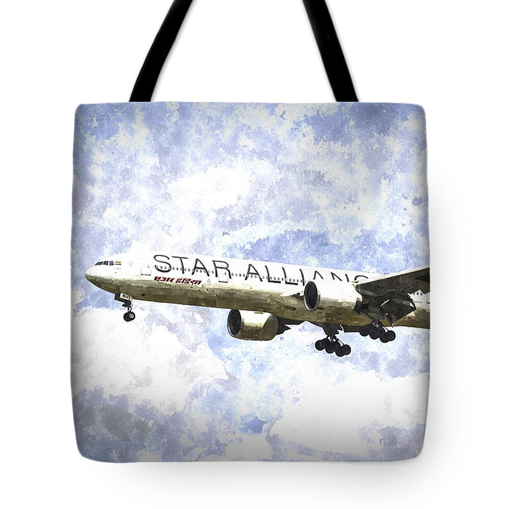 Star Alliance Tote Bag featuring the photograph Star Alliance Boeing 777 Art by David Pyatt