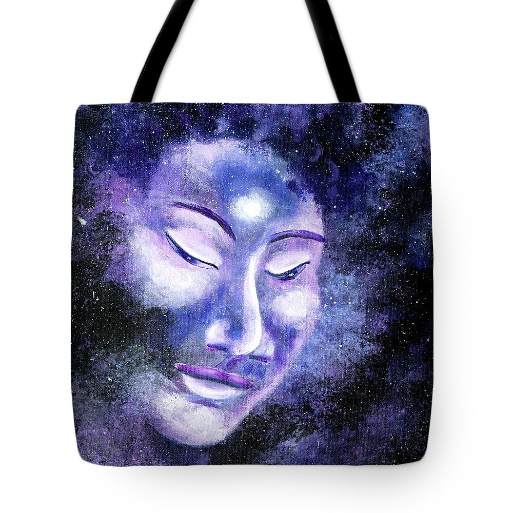 Buddha Tote Bag featuring the painting Star Buddha of Equanimity by Laura Iverson