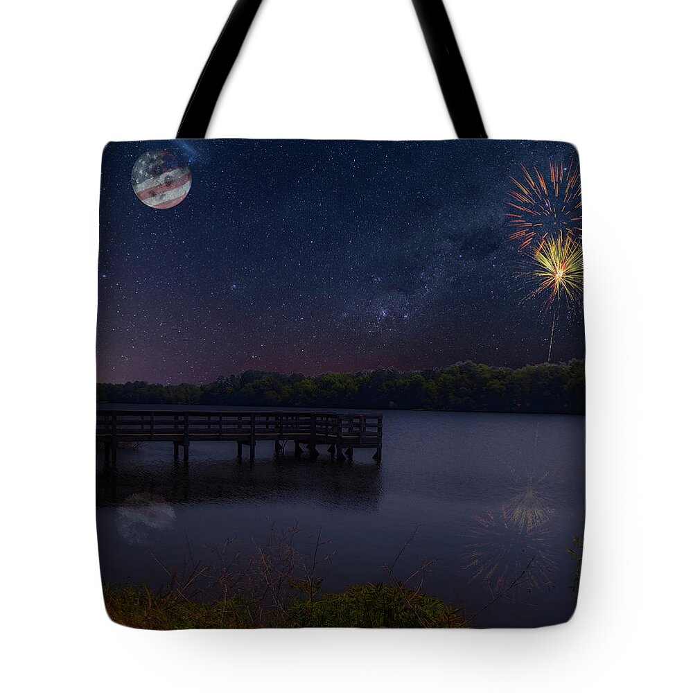 Landscape Tote Bag featuring the photograph Star Spangled Lake by David Palmer
