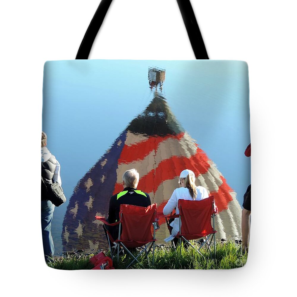 Hot Air Balloon Tote Bag featuring the painting Star Spangled Morning by Tom Riggs