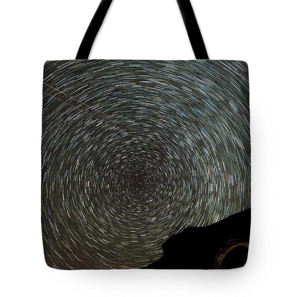 Colorado Plateau Tote Bag featuring the photograph Star Trails by Jim Thompson
